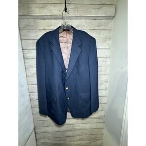 Vintage Sutter & Grant Gold Button Solid Blue Two Button Blazer Sport Coat 48L